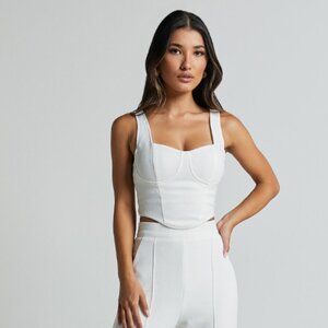 Top - Bustier Corset Top in Ivory | SHOWPO